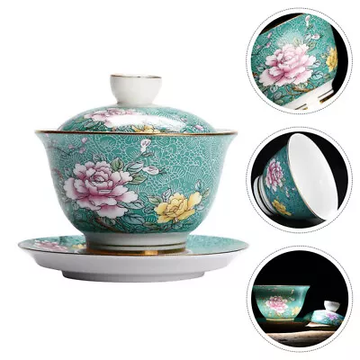 Buy  Chinese Porcelain Tea Set Gaiwan Sancai Cover Lip Cup Saucer Loose Tea-RL • 16.23£