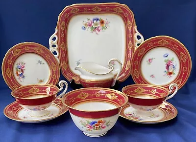 Buy Royal Worcester Tea Set Red Floral Tea For Two Hand Painted Jack Stanley 1930s • 74.99£