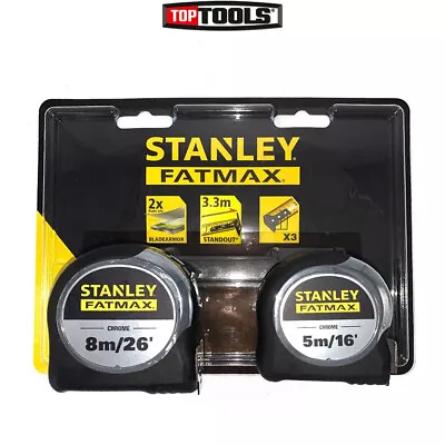 Buy Stanley FMHT43041-0 FatMax® 2Piece Chrome Pocket Tape Measures 5m/16ft & 8m/26ft • 45.90£