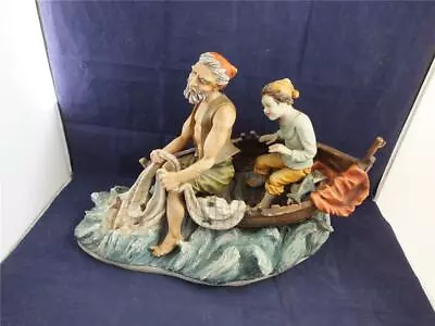 Buy Large Benacchio Triade Capodimonte Style Figurine Fisherman In A Boat. • 140.96£