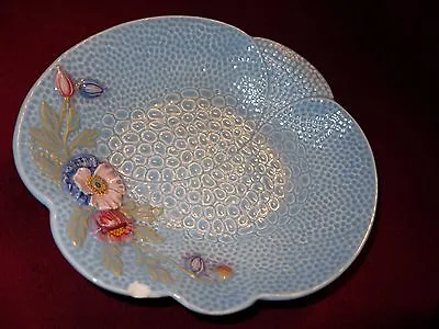 Buy Art Deco 20s 30s Melba Ware Porcelain Dish Pale Blue Floral  24 X 22 Cm A/F • 7£