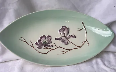 Buy Vintage Carlton Ware Teal And Purple Magnolia Flower Oval Console Trinket Dish • 20£