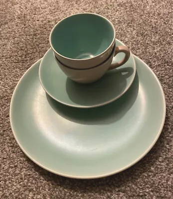 Buy Vintage Twintone Poole Pottery Ice Green And Mushroom 1960s Espresso Set & Sugar • 8£