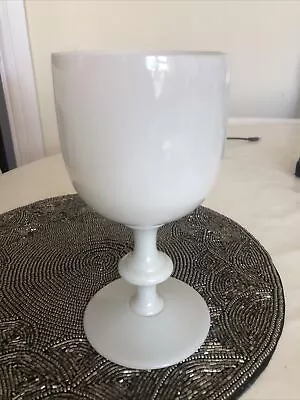 Buy Antique French Portieux Vallerysthal Opaline Milk Glass Goblet 17 Cm Tall • 18.99£