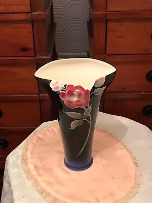 Buy Rare Franz Porcelain Rose And Black Vase - 11.75” XP1852 • 65£