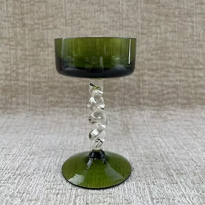 Buy Green Glass Tea Light Candle Holder Clear Twisted Stem Table Decor Small • 14£