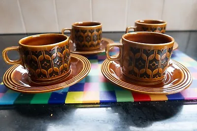 Buy Hornsea Pottery Cups And Saucers - Set Of 4 In Brown Heirloom, Vintage, Retro • 19.99£