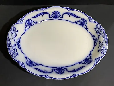 Buy RARE 1891 GRINDLEY England 14” FLOW BLUE Gold LOTUS Oval Porcelain PLATTER Plate • 139.56£