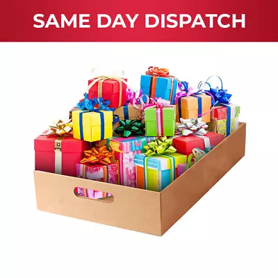 Buy Cardboard Christmas Gift Hamper Patch Handle Empty Trays For Treat Drinks Gifts • 385.95£