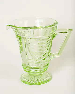 Buy Vintage Sowerby Art Deco Green Pressed Glass Jug Pitcher Swag & Column Design • 16£
