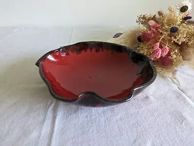 Buy Genuine Spanish Hand Made Decorative Bowl By Ceramiques Aparicio Red Lava Drip • 8£