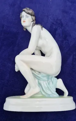 Buy Zsolnay Pecs Porcelain Figurine Of  Naiad  Crouching Bather, Fully Marked • 135£
