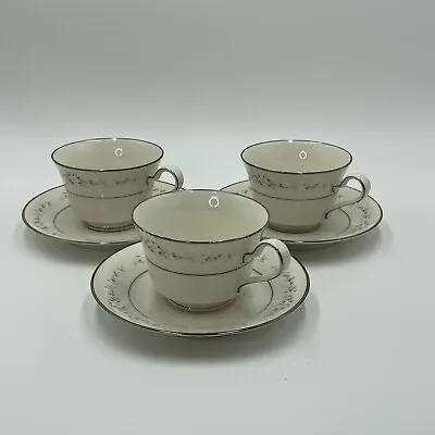 Buy Vintage Noritake Ivory China Heather 7548 Retired Cup & Saucer Set Of 3 • 24£