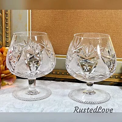Buy Brandy Glasses Bohemian Styled Fan Cross Cuts Vintage Barware Whisky Glasses 2 * • 123.59£