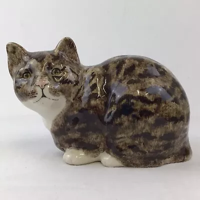 Buy Winstanley Pottery Cat Tabby Brown Size 5 Large Crouching Cathedral Yellow Eyes • 84.95£