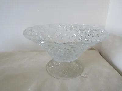 Buy Vintage Retro Large Patterned Glass Footed Fruit Bowl Centrepiece 26cm Diameter • 4.99£