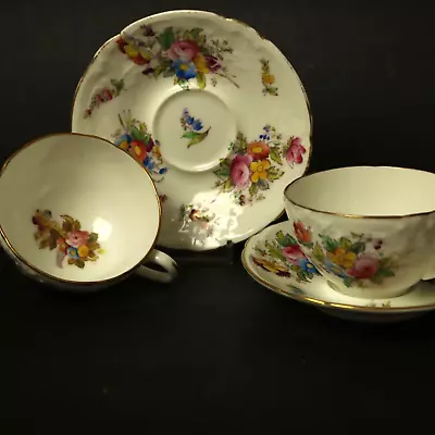 Buy Coalport Sevres Group Embossed 2x Tea Cups & Saucers Antique C1891-1920 • 24.99£