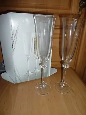 Buy Galway Irish Crystal  Pair Champagne Flutes  Liberty  ~ 10  Tall NEW In BOX • 22.95£