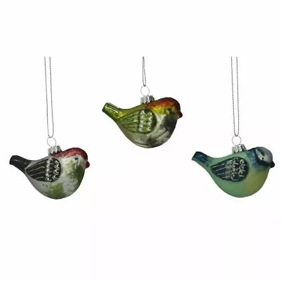 Buy Gisela Graham Christmas - Set Of 3 Glass Bird 7cm - Multicoloured • 13.99£