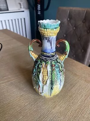 Buy Art Nouveau Austrian Ernst Wahliss Majolica Pierced Amphora Pitchers Vase • 26£