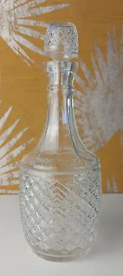 Buy Vintage Cut Glass Wine Whisky Decanter 1950s Crosshatch Pattern 27cms • 15£