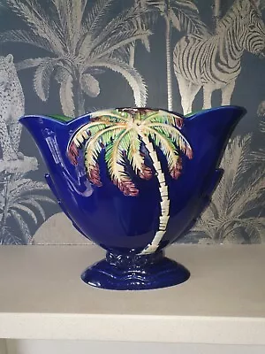 Buy REDUCED Very Rare Beswick Ware Cobalt Blue Vase With Palm Tree • 45£