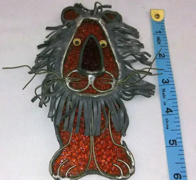 Buy Vintage Leaded Stained Glass Lion Suncatcher • 19.04£