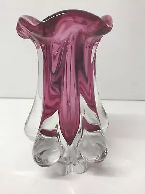 Buy Art Glass Vase By Josef Hospodka For Chribska Pink Sommerso Glass 21cm High • 34.99£