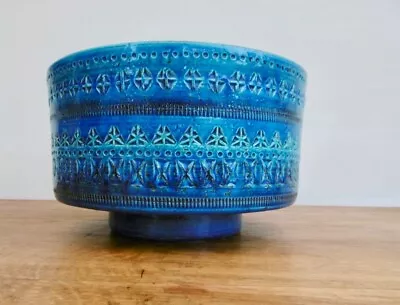 Buy Large  Deep Vintage Bitossi Bowl In Rimini Blue By Aldo Londi 1960s • 96£