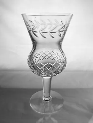 Buy Vintage Heavy Cut Crystal Thistle Shaped Wine / Water Goblet Glass 7-3/8” Tall • 24.50£