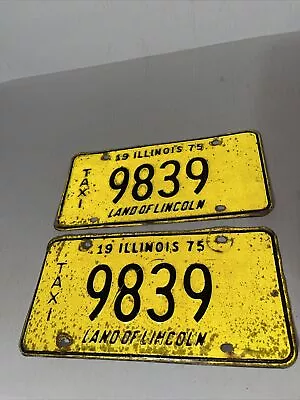 Buy Illinois 1975 Pair Old License Plate Set Vintage Taxi 9839 Land Of Lincoln • 95.31£