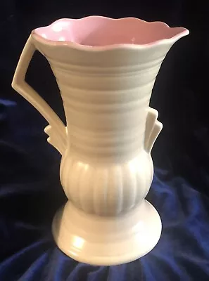 Buy Antique Beige Falcon Ware, Art Deco Asymmetric Vase, Pink Inside W/handle • 5£