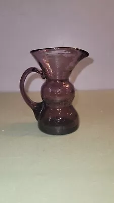 Buy Vintage Pilgrim Crackle Glass Vase Amethyst Vase Pitcher 1960s MCM Purple • 26.01£