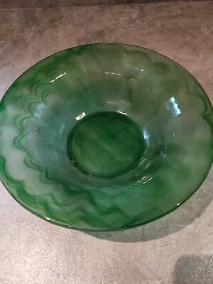Buy Art Deco Style Cloud Glass Green Bowl 9 Ins Diameter • 18£