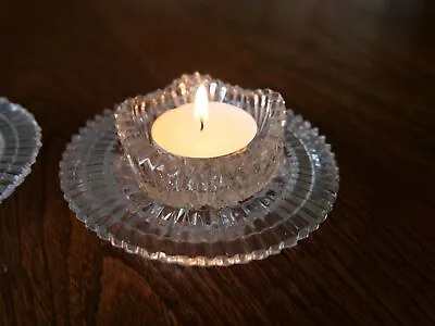 Buy A Pair Of Cut Glass Tea Light Holders And Base - Mid Century Glass • 12.50£