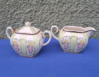 Buy Vintage SADLER Porcelain Cube Creamer+ Sugar Bowl V.RARE Floral Pattern 2437SB • 45£