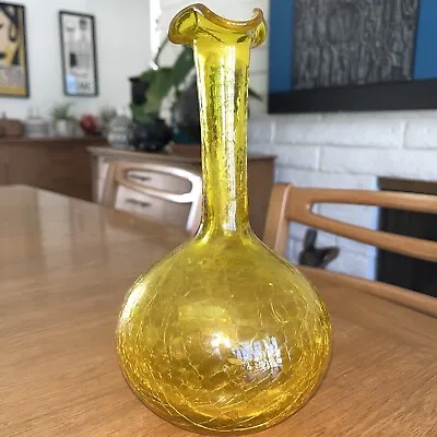 Buy Vintage Mid Century Modern Gold Crackle Glass Vase 10” 1960s Decanter • 42.69£