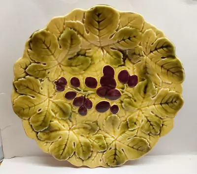 Buy Vintage Sarreguemines French Majolica  Plate - Fruit Design Grapes • 8£