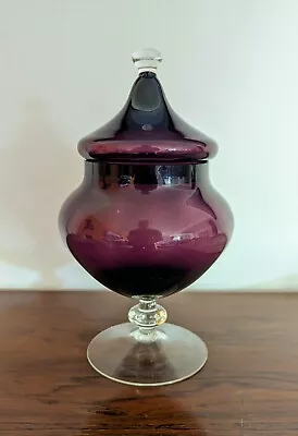 Buy Vintage Purple Pedestal Base Bonbon Jar Vase • 15£