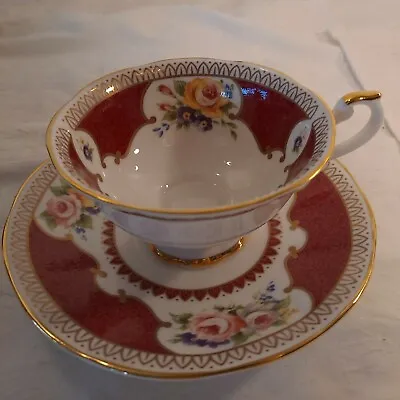 Buy Queen's Fine Bone China Langham A Crownford Production Est. 1875 Red Teacup And • 23.63£