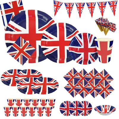 Buy UNION JACK Party TABLEWARE SET Paper Plates Cups Napkins King Charles Coronation • 16.13£