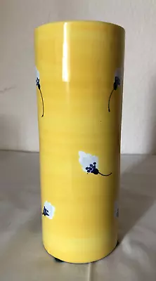 Buy Yellow Flower Vase Pottery Blue Flower Buds 7 1.5Inches Tall Modern Contemporary • 25.03£