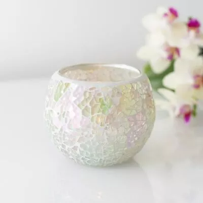 Buy Mosaic Tea Light Holder Crackle Glass Candle Holder Smashed Effect Globe Gift • 8.95£