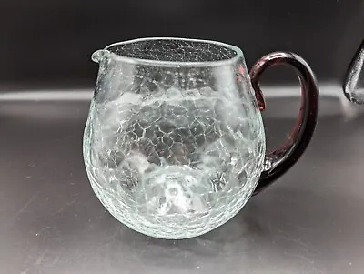 Buy ART GLASS CRACKLE PITCHER W/ APPLIED HANDLE BLENKO 3750 6  TALL VINTAGE 50s • 14.17£