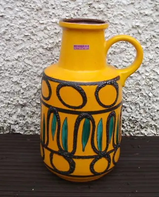 Buy VINTAGE 1970s SCHEURICH Orange Fat Lava Floor Vase.  Height 16 Inches. One Owner • 150£