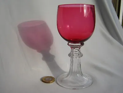 Buy Edwardian Cranberry Crystal Facet Cut Design Wine Glass A Art Nouveau Era Rare  • 55£