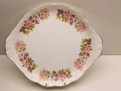 Buy Large Colclough Cake Plate Pink Summer Flowers Bone China England • 12.99£