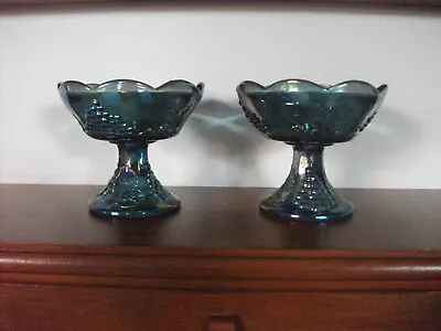 Buy   Vintage Indiana Glass / Carnival Glass Harvest Pattern Candlesticks • 19.99£
