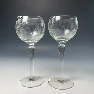 Buy 2 X Vintage Glass Crystal Hand Cut Hock Or  Wine Glasses • 14.95£