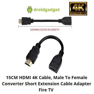 Buy 15cm HDMI 4K Cable Male To Female Converter Short Extension Cable Fire TV • 2.85£